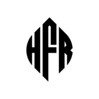Hfr-Kreisbuchstaben-Logo-Design mit Kreis- und Ellipsenform. hfr Ellipsenbuchstaben mit typografischem Stil. Die drei Initialen bilden ein Kreislogo. hfr Kreisemblem abstrakter Monogramm-Buchstabenmarkierungsvektor. vektor