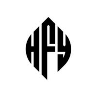 hfy cirkelbokstavslogotypdesign med cirkel- och ellipsform. hfy ellipsbokstäver med typografisk stil. de tre initialerna bildar en cirkellogotyp. hfy cirkel emblem abstrakt monogram brev märke vektor. vektor