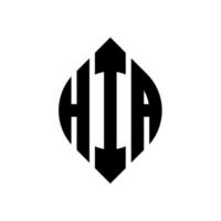 hia Circle Letter Logo Design mit Kreis- und Ellipsenform. hia Ellipsenbuchstaben mit typografischem Stil. Die drei Initialen bilden ein Kreislogo. hia Kreisemblem abstrakter Monogramm-Buchstabenmarkierungsvektor. vektor