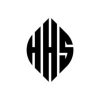 hhs cirkelbokstavslogotypdesign med cirkel- och ellipsform. hhs ellipsbokstäver med typografisk stil. de tre initialerna bildar en cirkellogotyp. hhs cirkel emblem abstrakt monogram bokstav märke vektor. vektor