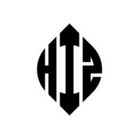 Hiz-Kreisbuchstaben-Logo-Design mit Kreis- und Ellipsenform. hiz ellipsenbuchstaben mit typografischem stil. Die drei Initialen bilden ein Kreislogo. Hiz-Kreis-Emblem abstrakter Monogramm-Buchstaben-Markenvektor. vektor
