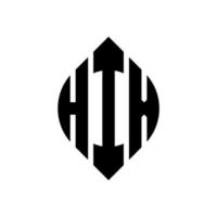 Hix-Kreis-Buchstaben-Logo-Design mit Kreis- und Ellipsenform. Hix-Ellipsenbuchstaben mit typografischem Stil. Die drei Initialen bilden ein Kreislogo. Hix-Kreis-Emblem abstrakter Monogramm-Buchstaben-Markenvektor. vektor