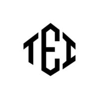 Tei-bokstavslogotypdesign med polygonform. tei polygon och kubform logotypdesign. tei hexagon vektor logotyp mall vita och svarta färger. tei monogram, affärs- och fastighetslogotyp.