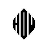 Hov-Kreis-Buchstaben-Logo-Design mit Kreis- und Ellipsenform. hov Ellipsenbuchstaben mit typografischem Stil. Die drei Initialen bilden ein Kreislogo. Hov-Kreis-Emblem abstrakter Monogramm-Buchstaben-Markenvektor. vektor