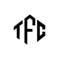 tfc brev logotyp design med polygon form. tfc polygon och kubform logotypdesign. tfc hexagon vektor logotyp mall vita och svarta färger. tfc monogram, affärs- och fastighetslogotyp.