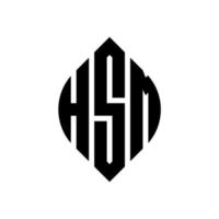 hsm cirkelbokstavslogotypdesign med cirkel och ellipsform. hsm ellipsbokstäver med typografisk stil. de tre initialerna bildar en cirkellogotyp. hsm cirkel emblem abstrakt monogram bokstav märke vektor. vektor