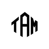 tam-Buchstaben-Logo-Design mit Polygonform. Tam-Polygon- und Würfelform-Logo-Design. Tam Sechseck-Vektor-Logo-Vorlage in weißen und schwarzen Farben. tam-monogramm, geschäfts- und immobilienlogo. vektor