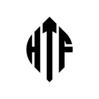 htf-Kreisbuchstaben-Logo-Design mit Kreis- und Ellipsenform. htf Ellipsenbuchstaben mit typografischem Stil. Die drei Initialen bilden ein Kreislogo. htf-Kreis-Emblem abstrakter Monogramm-Buchstaben-Markierungsvektor. vektor