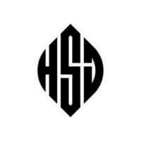 hsj-Kreisbuchstaben-Logo-Design mit Kreis- und Ellipsenform. hsj Ellipsenbuchstaben mit typografischem Stil. Die drei Initialen bilden ein Kreislogo. hsj Kreisemblem abstrakter Monogramm-Buchstabenmarkierungsvektor. vektor