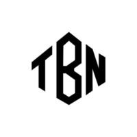 tbn brev logotyp design med polygon form. tbn polygon och kubform logotypdesign. tbn hexagon vektor logotyp mall vita och svarta färger. tbn monogram, affärs- och fastighetslogotyp.