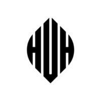 Huh Circle Letter Logo Design mit Kreis- und Ellipsenform. huh Ellipsenbuchstaben mit typografischem Stil. Die drei Initialen bilden ein Kreislogo. huh Kreisemblem abstrakter Monogramm-Buchstabenmarkierungsvektor. vektor