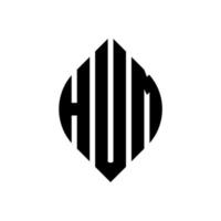 Brummkreis-Buchstaben-Logo-Design mit Kreis- und Ellipsenform. hum ellipsenbuchstaben mit typografischem stil. Die drei Initialen bilden ein Kreislogo. Summenkreis Emblem abstrakter Monogramm-Buchstabenmarkierungsvektor. vektor