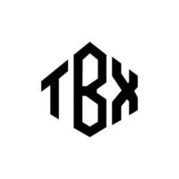tbx brev logotyp design med polygon form. tbx polygon och kubform logotypdesign. tbx hexagon vektor logotyp mall vita och svarta färger. tbx monogram, affärs- och fastighetslogotyp.