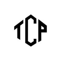 tcp brev logotyp design med polygon form. tcp polygon och kubform logotypdesign. tcp hexagon vektor logotyp mall vita och svarta färger. tcp monogram, affärs- och fastighetslogotyp.