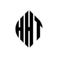 hxt-Kreisbuchstaben-Logo-Design mit Kreis- und Ellipsenform. hxt Ellipsenbuchstaben mit typografischem Stil. Die drei Initialen bilden ein Kreislogo. hxt Kreisemblem abstrakter Monogramm-Buchstabenmarkierungsvektor. vektor