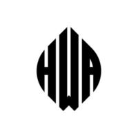 hwa cirkelbokstavslogotypdesign med cirkel- och ellipsform. hwa ellipsbokstäver med typografisk stil. de tre initialerna bildar en cirkellogotyp. hwa cirkel emblem abstrakt monogram bokstav märke vektor. vektor