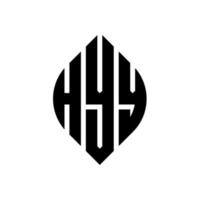 hyy cirkel bokstavslogotyp design med cirkel och ellipsform. hyy ellips bokstäver med typografisk stil. de tre initialerna bildar en cirkellogotyp. hyy cirkel emblem abstrakt monogram brev märke vektor. vektor