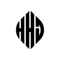hxj-Kreisbuchstaben-Logo-Design mit Kreis- und Ellipsenform. hxj Ellipsenbuchstaben mit typografischem Stil. Die drei Initialen bilden ein Kreislogo. hxj Kreisemblem abstrakter Monogramm-Buchstabenmarkierungsvektor. vektor