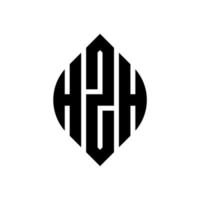 hzh cirkelbokstavslogotypdesign med cirkel och ellipsform. hzh ellipsbokstäver med typografisk stil. de tre initialerna bildar en cirkellogotyp. hzh cirkel emblem abstrakt monogram bokstaven märke vektor. vektor