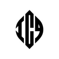 icq-Kreisbuchstaben-Logo-Design mit Kreis- und Ellipsenform. icq-ellipsenbuchstaben mit typografischem stil. Die drei Initialen bilden ein Kreislogo. icq-Kreis-Emblem abstrakter Monogramm-Buchstaben-Markierungsvektor. vektor