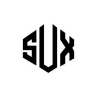 sux bokstav logotyp design med polygon form. sux polygon och kub form logotyp design. sux hexagon vektor logotyp mall vita och svarta färger. sux monogram, affärs- och fastighetslogotyp.