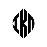 ikm-Kreisbuchstaben-Logo-Design mit Kreis- und Ellipsenform. ikm-ellipsenbuchstaben mit typografischem stil. Die drei Initialen bilden ein Kreislogo. IKM-Kreis-Emblem abstrakter Monogramm-Buchstaben-Markierungsvektor. vektor