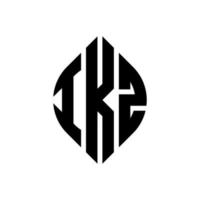 ikz cirkelbokstavslogotypdesign med cirkel och ellipsform. ikz ellipsbokstäver med typografisk stil. de tre initialerna bildar en cirkellogotyp. ikz cirkel emblem abstrakt monogram bokstav märke vektor. vektor