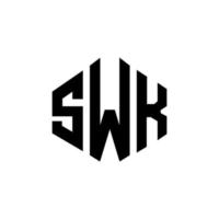swk brev logotyp design med polygon form. swk polygon och kubform logotypdesign. swk hexagon vektor logotyp mall vita och svarta färger. swk monogram, affärs- och fastighetslogotyp.
