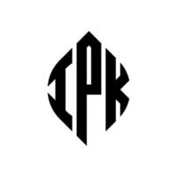 ipk-Kreisbuchstaben-Logo-Design mit Kreis- und Ellipsenform. ipk ellipsenbuchstaben mit typografischem stil. Die drei Initialen bilden ein Kreislogo. ipk-Kreis-Emblem abstrakter Monogramm-Buchstaben-Markierungsvektor. vektor