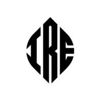 Ire-Kreis-Buchstaben-Logo-Design mit Kreis- und Ellipsenform. ire ellipsenbuchstaben mit typografischem stil. Die drei Initialen bilden ein Kreislogo. ire circle emblem abstraktes monogramm buchstabe mark vektor. vektor