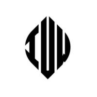 iuw-Kreisbuchstaben-Logo-Design mit Kreis- und Ellipsenform. iuw Ellipsenbuchstaben mit typografischem Stil. Die drei Initialen bilden ein Kreislogo. iuw-Kreis-Emblem abstrakter Monogramm-Buchstaben-Markierungsvektor. vektor