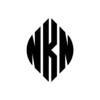 nkn-Kreis-Buchstaben-Logo-Design mit Kreis- und Ellipsenform. nkn Ellipsenbuchstaben mit typografischem Stil. Die drei Initialen bilden ein Kreislogo. nkn-Kreis-Emblem abstrakter Monogramm-Buchstaben-Markierungsvektor. vektor