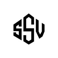 ssv bokstavslogotypdesign med polygonform. ssv polygon och kubform logotypdesign. ssv hexagon vektor logotyp mall vita och svarta färger. ssv monogram, företags- och fastighetslogotyp.