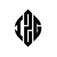 izg-Kreisbuchstaben-Logo-Design mit Kreis- und Ellipsenform. izg Ellipsenbuchstaben mit typografischem Stil. Die drei Initialen bilden ein Kreislogo. izg-Kreis-Emblem abstrakter Monogramm-Buchstaben-Markierungsvektor. vektor