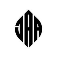 Jaa Circle Letter Logo Design mit Kreis- und Ellipsenform. jaa Ellipsenbuchstaben mit typografischem Stil. Die drei Initialen bilden ein Kreislogo. Jaa-Kreis-Emblem abstrakter Monogramm-Buchstaben-Markierungsvektor. vektor