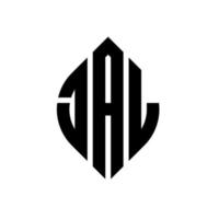 Jal-Kreis-Buchstaben-Logo-Design mit Kreis- und Ellipsenform. Jal-Ellipsenbuchstaben mit typografischem Stil. Die drei Initialen bilden ein Kreislogo. JAL-Kreis-Emblem abstrakter Monogramm-Buchstaben-Markierungsvektor. vektor