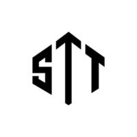 stt-Buchstaben-Logo-Design mit Polygonform. stt Polygon- und Würfelform-Logo-Design. stt Sechseck-Vektor-Logo-Vorlage in weißen und schwarzen Farben. stt-monogramm, geschäfts- und immobilienlogo. vektor