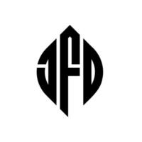 jfd-Kreisbuchstaben-Logo-Design mit Kreis- und Ellipsenform. jfd Ellipsenbuchstaben mit typografischem Stil. Die drei Initialen bilden ein Kreislogo. jfd Kreisemblem abstrakter Monogramm-Buchstabenmarkierungsvektor. vektor