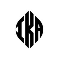 ika cirkelbokstavslogotypdesign med cirkel och ellipsform. ika ellipsbokstäver med typografisk stil. de tre initialerna bildar en cirkellogotyp. ika cirkel emblem abstrakt monogram bokstav märke vektor. vektor