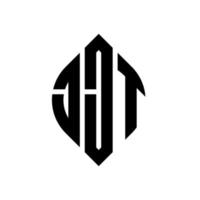 JJT-Kreisbuchstabe-Logo-Design mit Kreis- und Ellipsenform. jjt Ellipsenbuchstaben mit typografischem Stil. Die drei Initialen bilden ein Kreislogo. jjt Kreisemblem abstrakter Monogramm-Buchstabenmarkierungsvektor. vektor