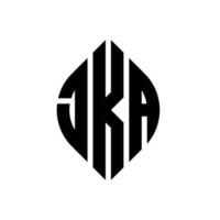 jka Kreisbuchstabe-Logo-Design mit Kreis- und Ellipsenform. jka Ellipsenbuchstaben mit typografischem Stil. Die drei Initialen bilden ein Kreislogo. jka Kreisemblem abstrakter Monogramm-Buchstabenmarkierungsvektor. vektor