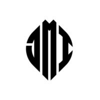 jmi-Kreisbuchstaben-Logo-Design mit Kreis- und Ellipsenform. jmi Ellipsenbuchstaben mit typografischem Stil. Die drei Initialen bilden ein Kreislogo. JMI-Kreis-Emblem abstrakter Monogramm-Buchstaben-Markenvektor. vektor