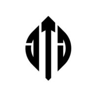 Jtj-Kreisbuchstaben-Logo-Design mit Kreis- und Ellipsenform. jtj Ellipsenbuchstaben mit typografischem Stil. Die drei Initialen bilden ein Kreislogo. jtj Kreisemblem abstrakter Monogramm-Buchstabenmarkierungsvektor. vektor