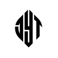 JYT-Kreisbuchstabe-Logo-Design mit Kreis- und Ellipsenform. jyt Ellipsenbuchstaben mit typografischem Stil. Die drei Initialen bilden ein Kreislogo. JYT-Kreis-Emblem abstrakter Monogramm-Buchstaben-Markierungsvektor. vektor