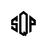 sqp letter logotyp design med polygon form. sqp polygon och kubform logotypdesign. sqp hexagon vektor logotyp mall vita och svarta färger. sqp monogram, affärs- och fastighetslogotyp.