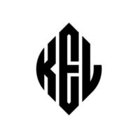 kel-Kreis-Buchstaben-Logo-Design mit Kreis- und Ellipsenform. kel ellipsenbuchstaben mit typografischem stil. Die drei Initialen bilden ein Kreislogo. Kel-Kreis-Emblem abstrakter Monogramm-Buchstaben-Markierungsvektor. vektor