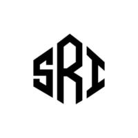 Sri-Brief-Logo-Design mit Polygonform. Sri-Polygon- und Würfelform-Logo-Design. Sri Sechseck-Vektor-Logo-Vorlage in weißen und schwarzen Farben. sri-monogramm, geschäfts- und immobilienlogo. vektor