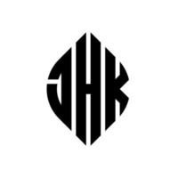 jhk-Kreis-Buchstaben-Logo-Design mit Kreis- und Ellipsenform. jhk Ellipsenbuchstaben mit typografischem Stil. Die drei Initialen bilden ein Kreislogo. jhk Kreisemblem abstrakter Monogramm-Buchstabenmarkierungsvektor. vektor
