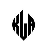 kla-Kreis-Buchstaben-Logo-Design mit Kreis- und Ellipsenform. kla Ellipsenbuchstaben mit typografischem Stil. Die drei Initialen bilden ein Kreislogo. kla-Kreis-Emblem abstrakter Monogramm-Buchstaben-Markierungsvektor. vektor