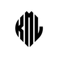 kml cirkel bokstavslogotyp design med cirkel och ellipsform. kml ellipsbokstäver med typografisk stil. de tre initialerna bildar en cirkellogotyp. kml cirkel emblem abstrakt monogram brev märke vektor. vektor